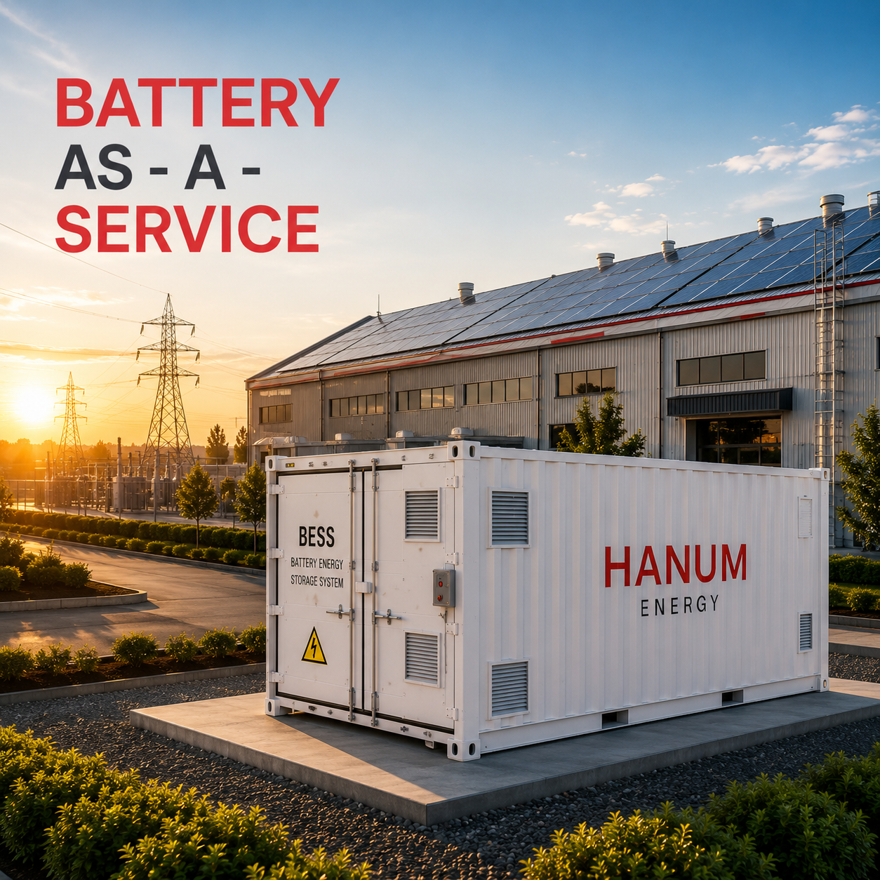 Hanum Energy Battery-as-a-Service container at an industrial site