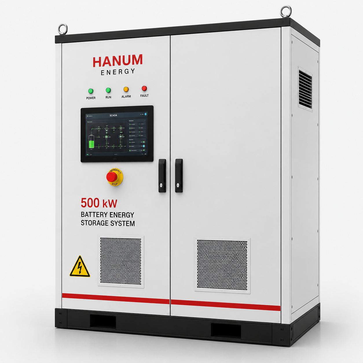 Hanum Cabinet 500 (HN-500) liquid-cooled battery energy storage cabinet with SCADA display