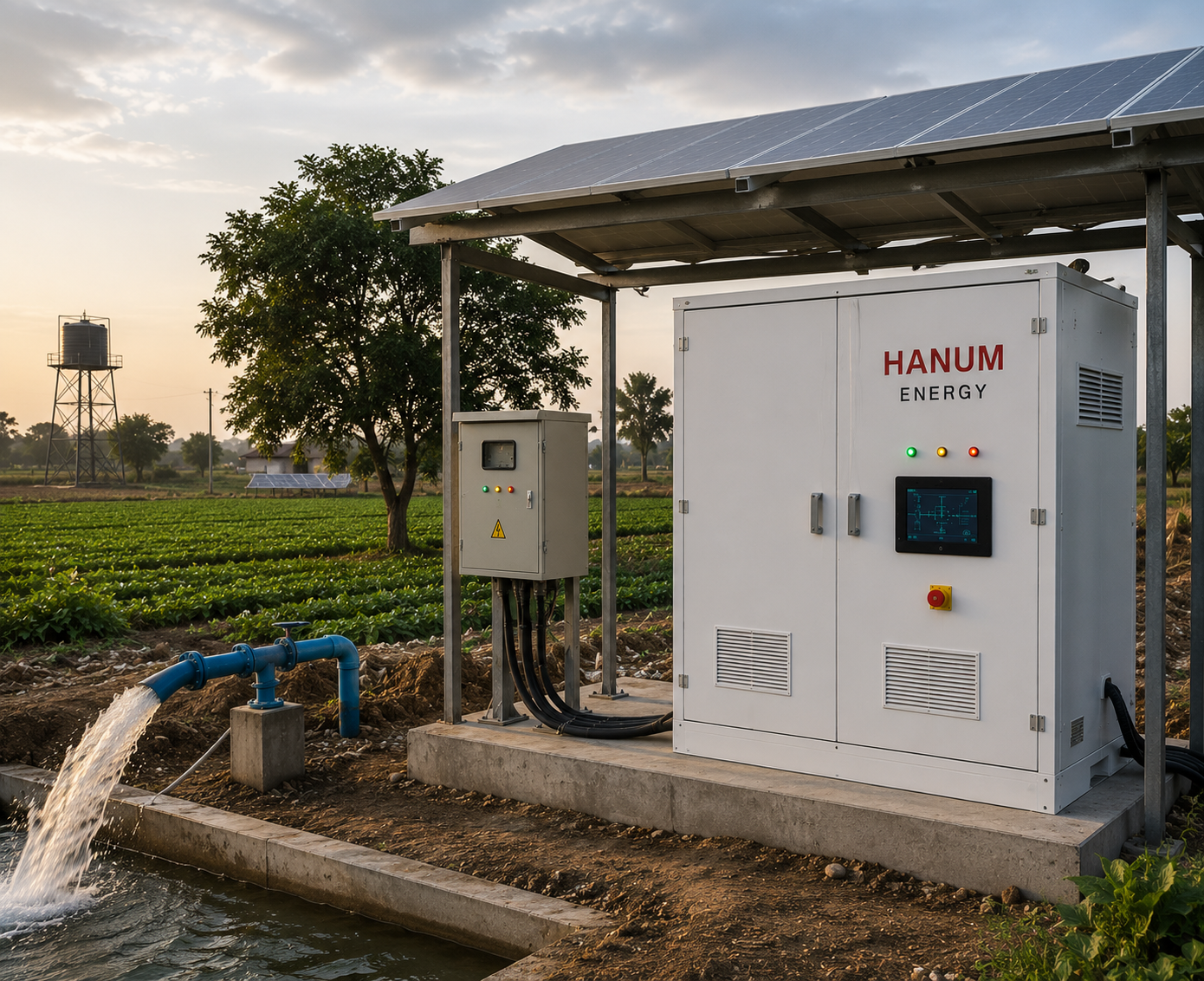 Hanum Energy battery storage powering a farm and rural microgrid